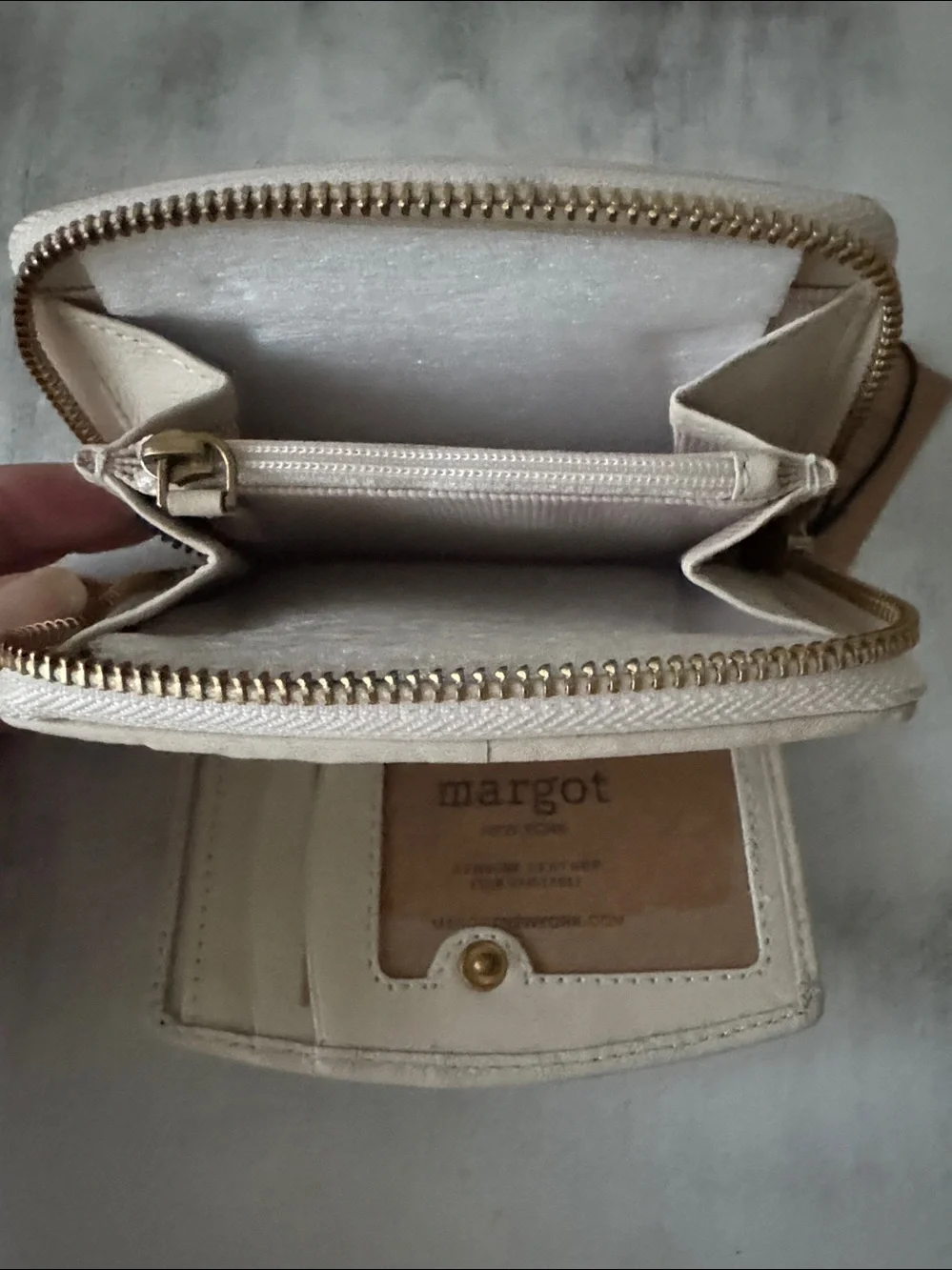 Margot Gina Compact Leather Wallet Off White Cream